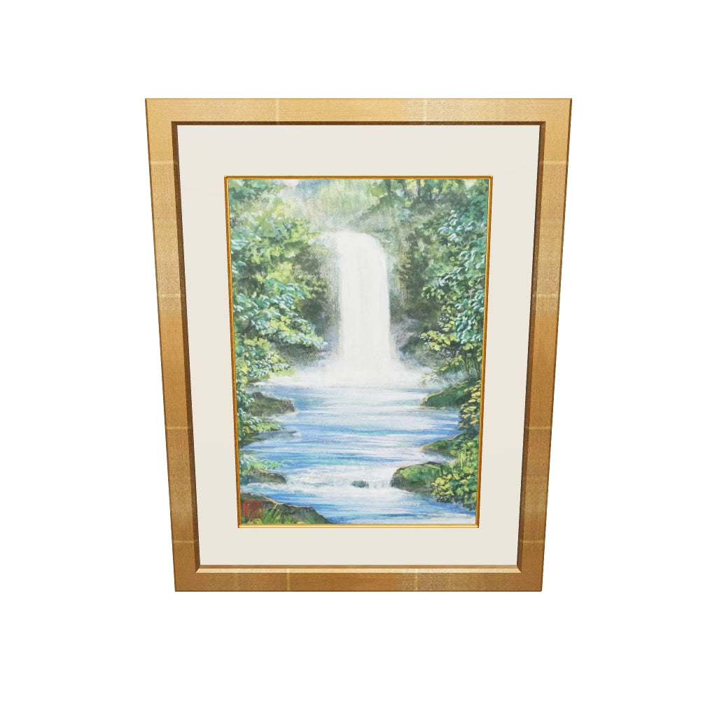 風景画　作:滝洋子 『化石』　縦84cm✖️横100cm✖️6cm 龍返しの滝 – 日本画 高野陽介 公式オンラインショップ