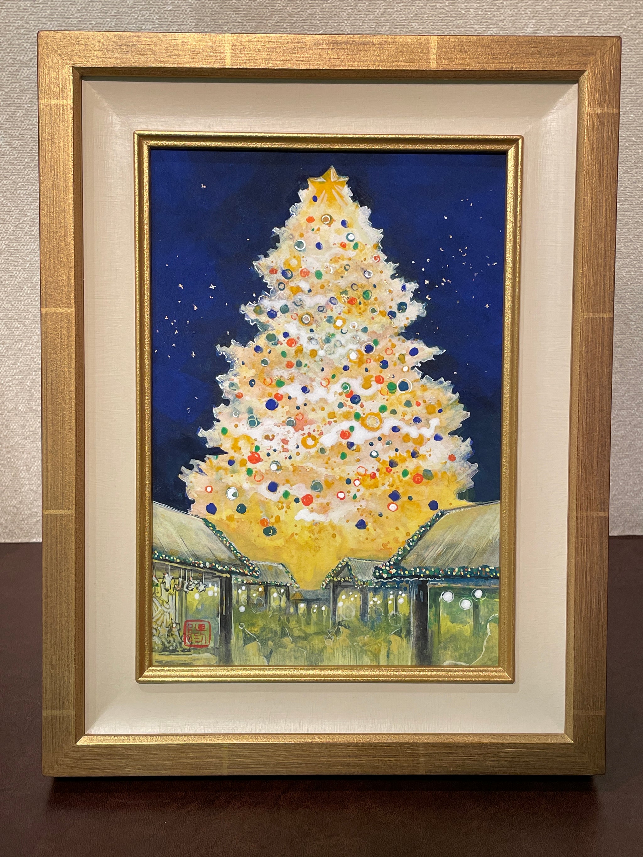 油絵 絵画【クリスマスの教会】 油絵 クリスマスの教会